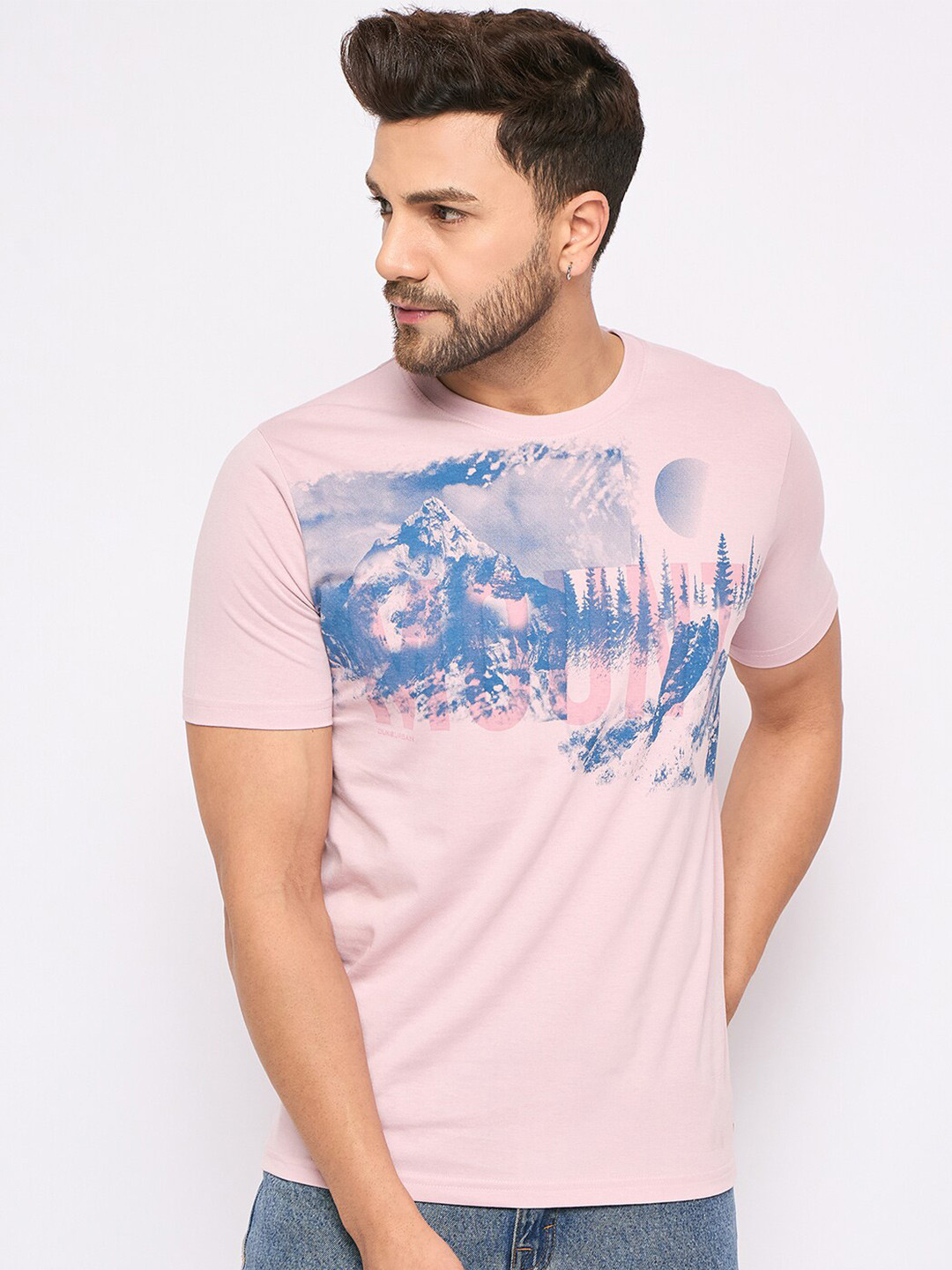 Duke Abstract Printed Round Neck Short Sleeves Cotton Slim Fit T-shirt