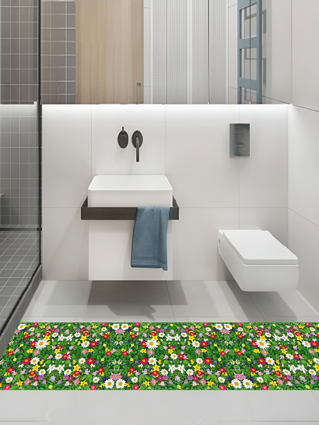Jaamso Royals Green & Pink Floral Printed Self-Adhesive Removable Wallpaper