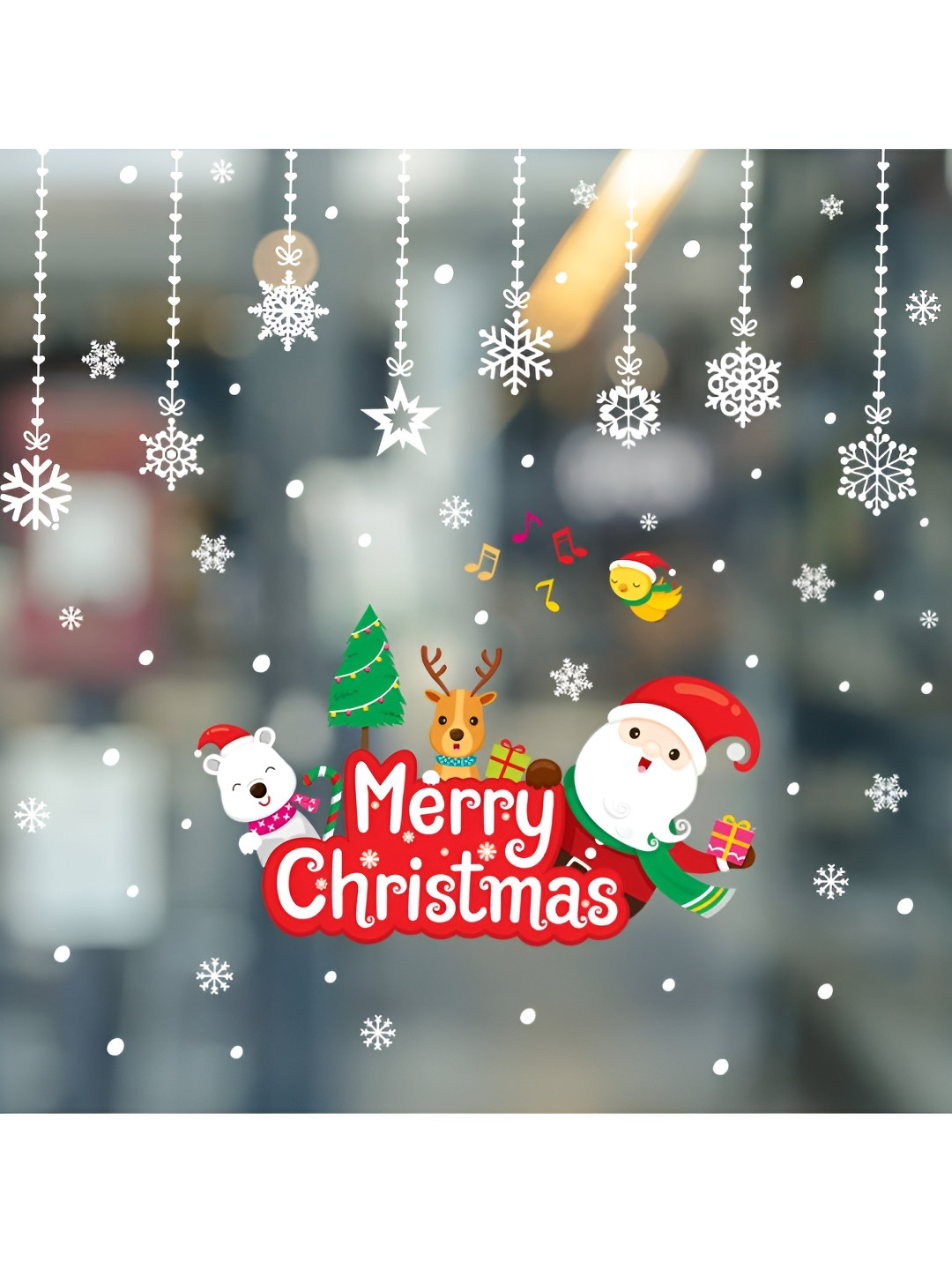 Jaamso Royals Red & White Christmas Theme Printed Self-Adhesive Removable Wallpaper