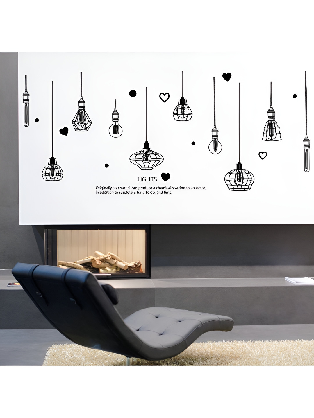 Jaamso Royals White & Black Chandelier Printed Self-Adhesive Removable Wall Sticker