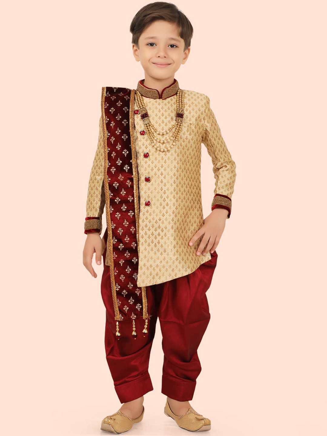Ethniks Neu-Ron Boys Band Collar Long Sleeves Kurta with Pyjamas & Dupatta