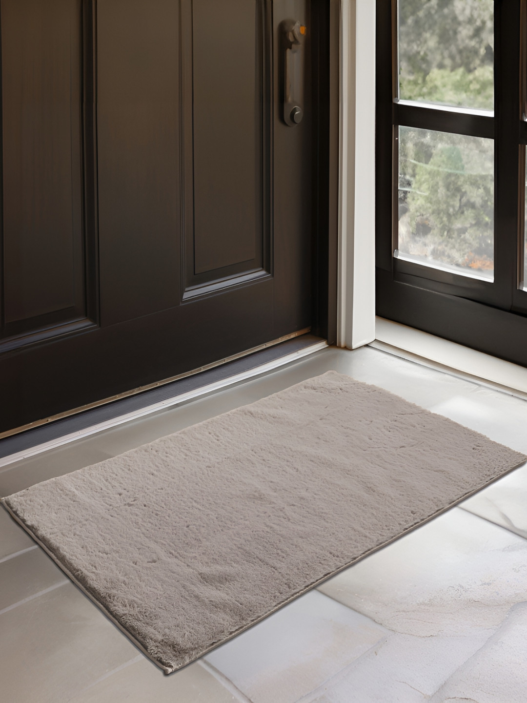 HOMEMONDE Grey Shaggy Anti-Skid Rectangle Carpet