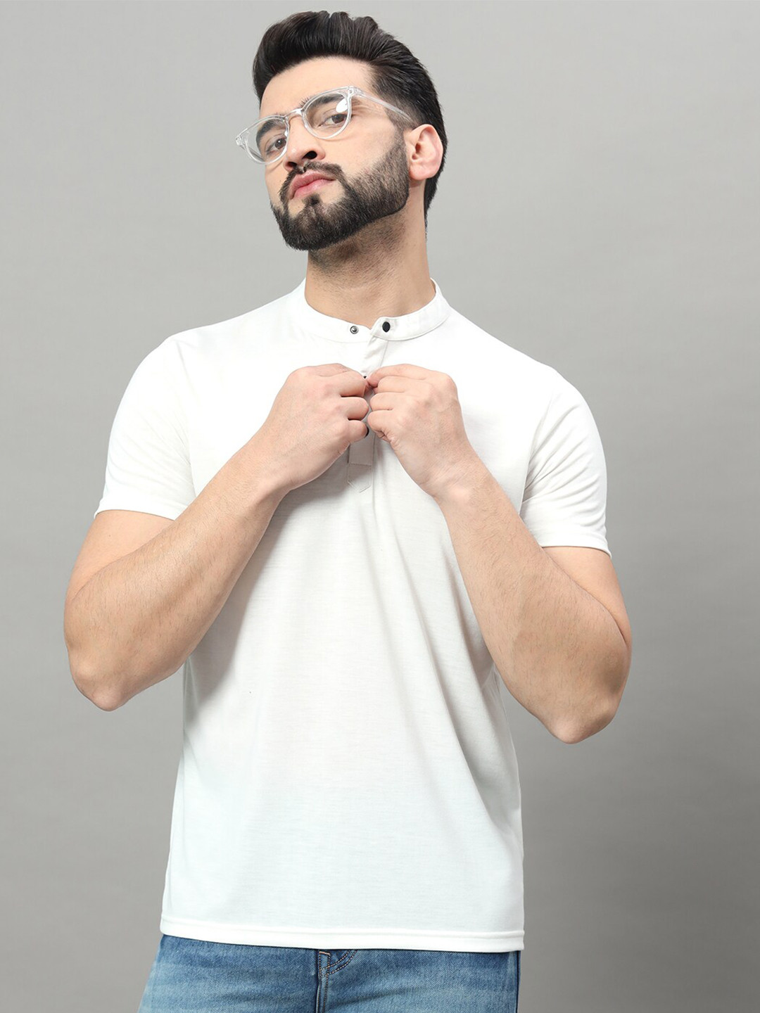 OGEN Men Henley Neck T-shirt