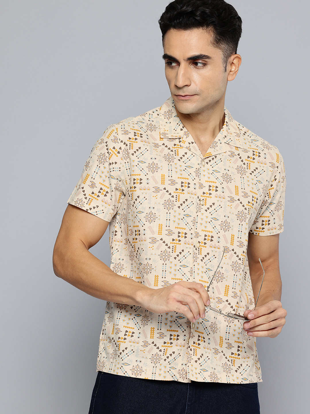 Indian Terrain Printed Pure Cotton Chiseled Shirt