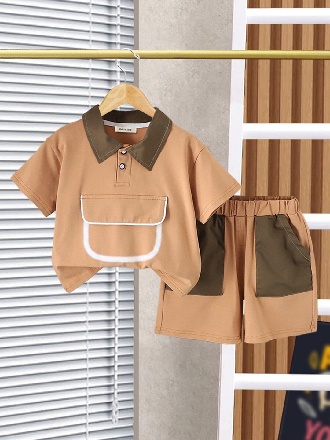 INCLUD Boys Polo Collar Short Sleeves T-shirt with Short