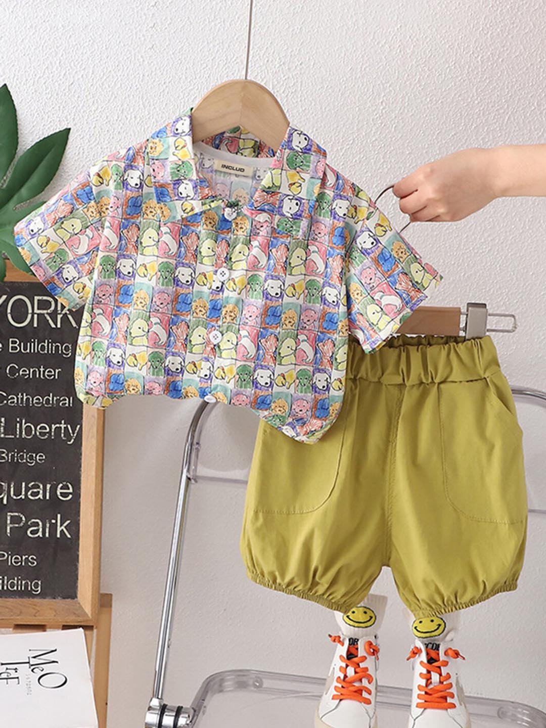 INCLUD Boys Printed Shirt With Short
