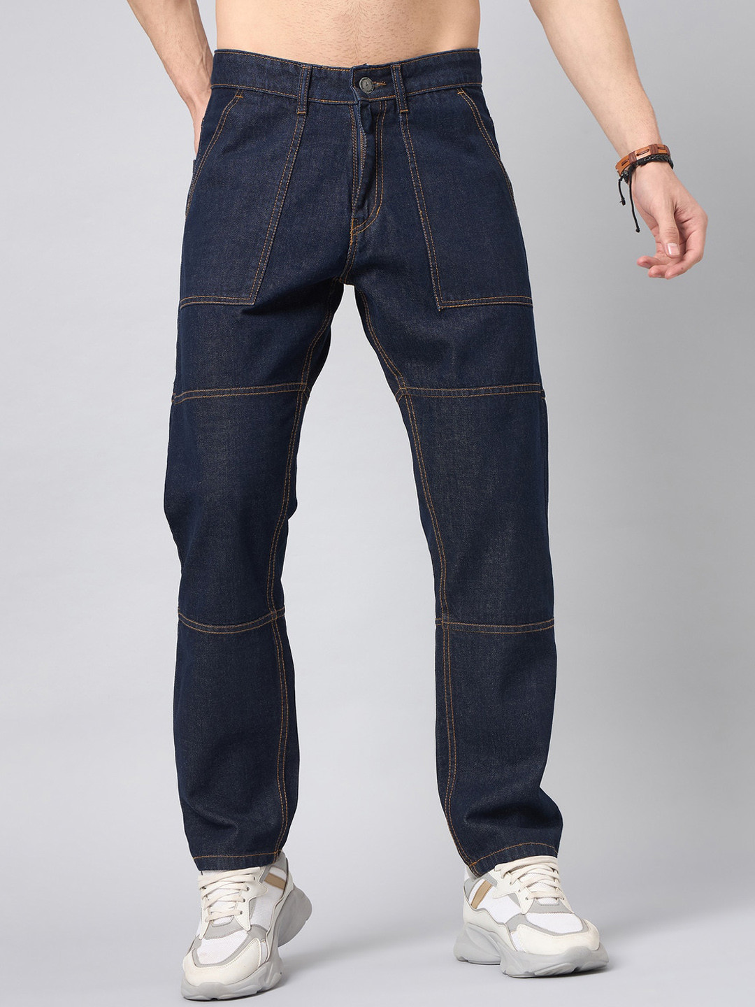 STUDIO NEXX Men Mid-Rise Relaxed Fit Slash Knee Jeans