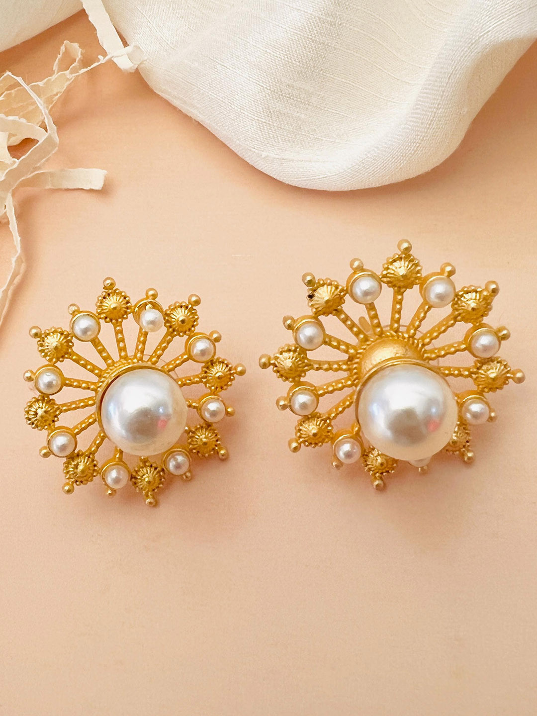 ABDESIGNS Women Gold-Plated Beaded Trendy Studs Earrings