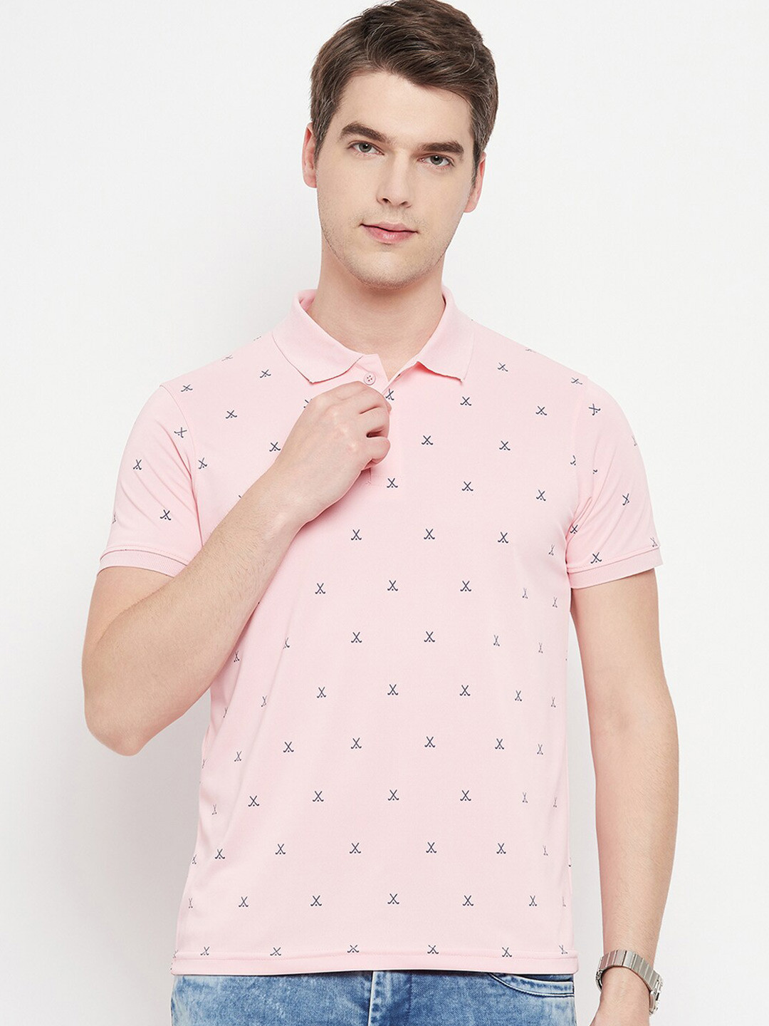 OGEN Printed Polo Collar Cotton T-shirt