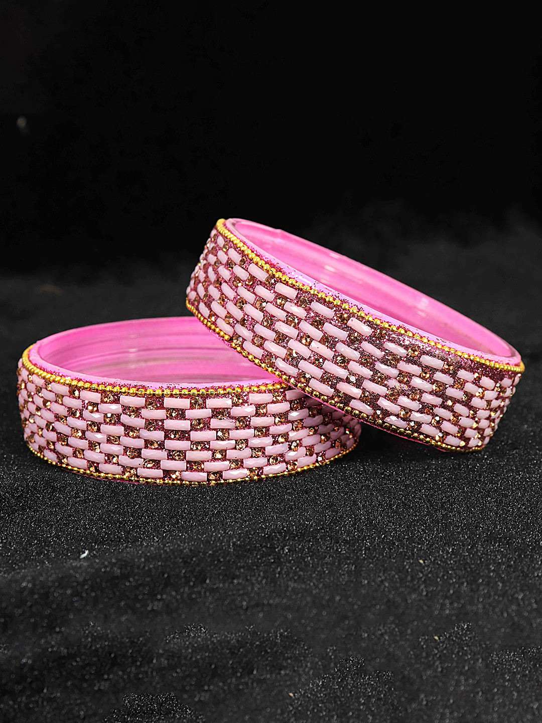 NMII Set Of 2 Zircon-Studded & Beaded Bangles