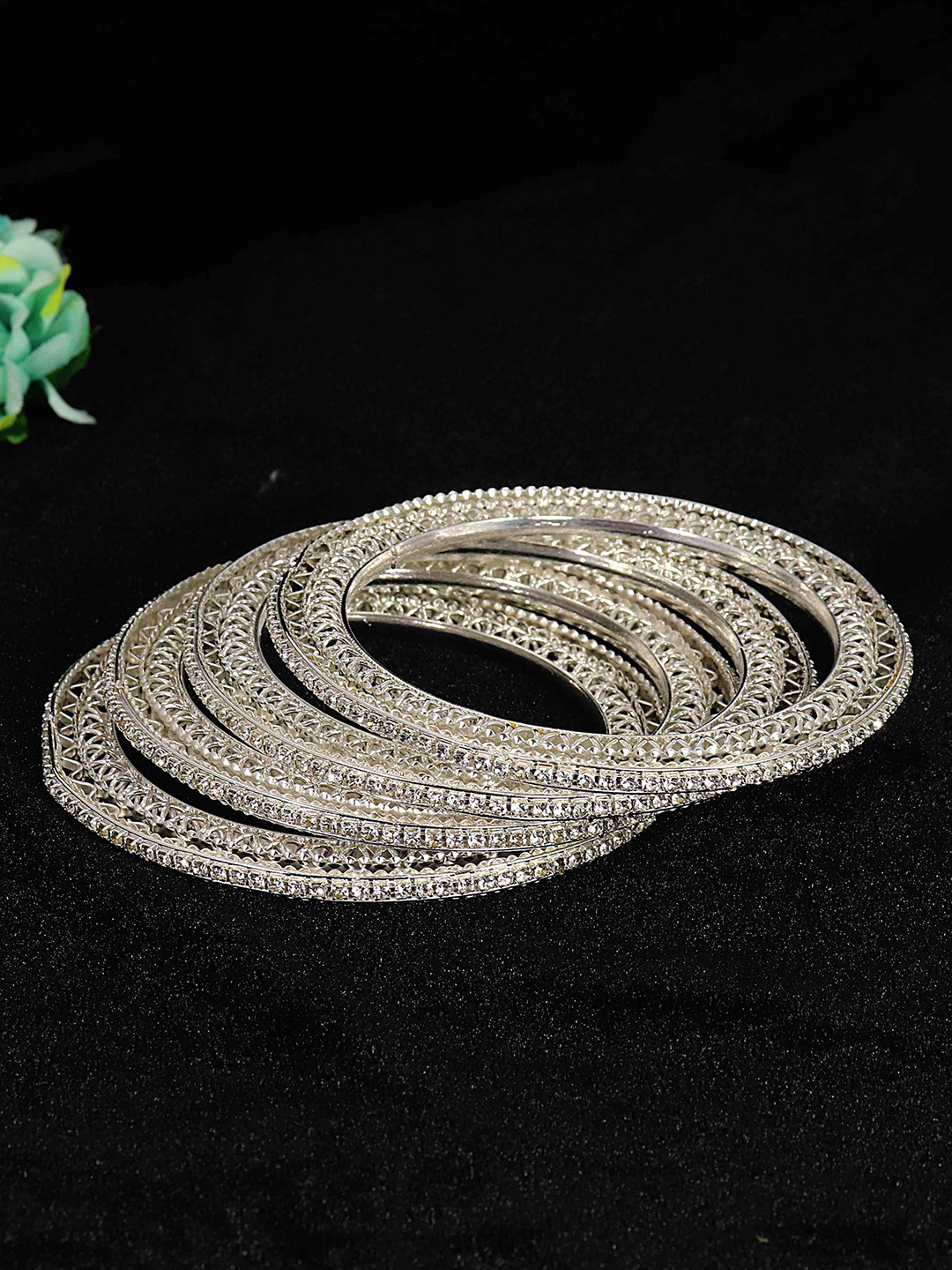 NMII Set Of 4 Gold Plated American Diamond Bangle