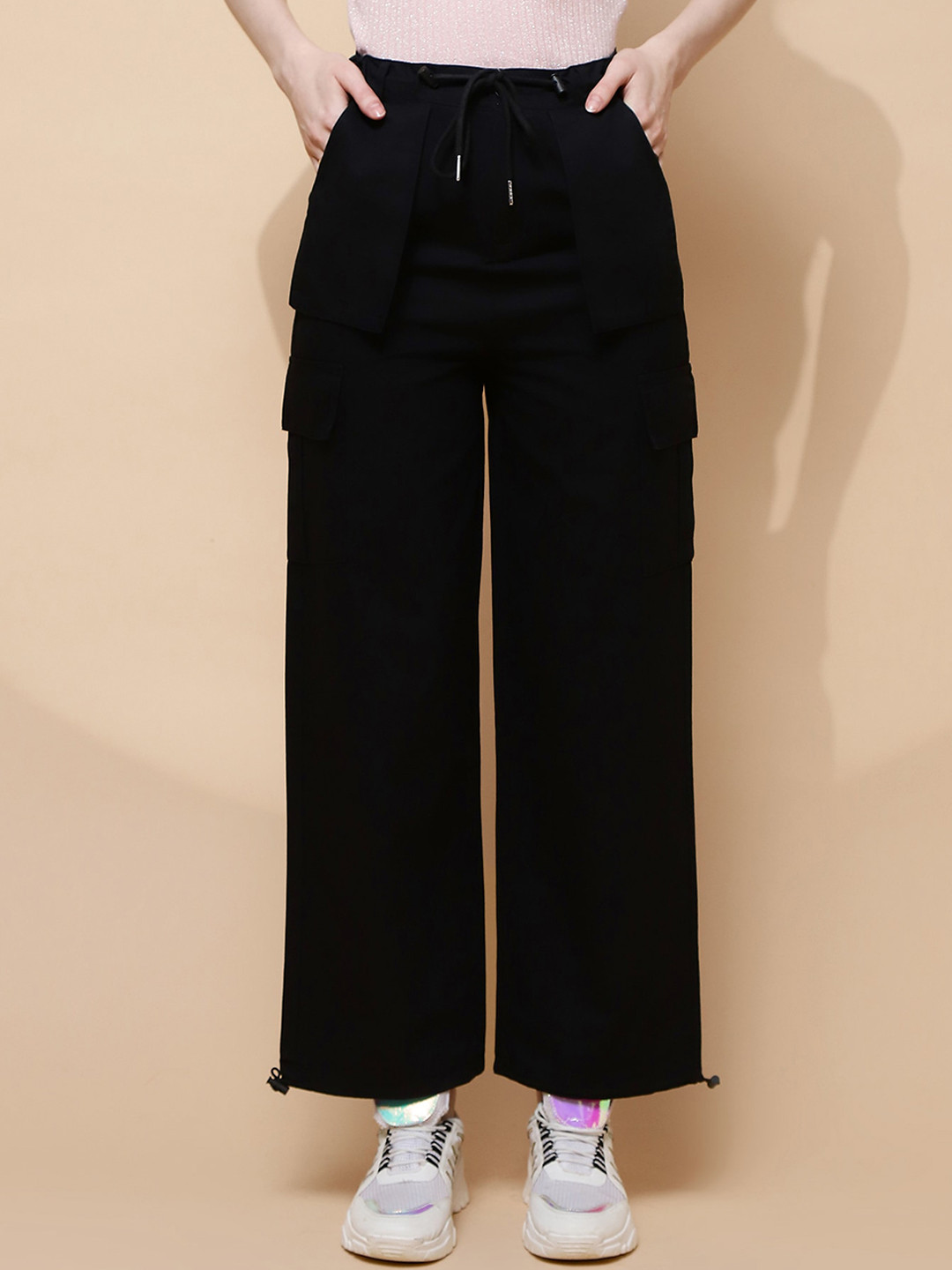 Global Republic Women Mid-Rise Stain Resistant Cotton Cargo Trouser