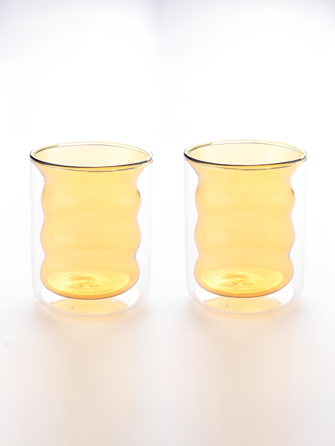 UMAI Versailles Yellow Borosilicate Glass Handmade 2 Piece Mugs-200ml