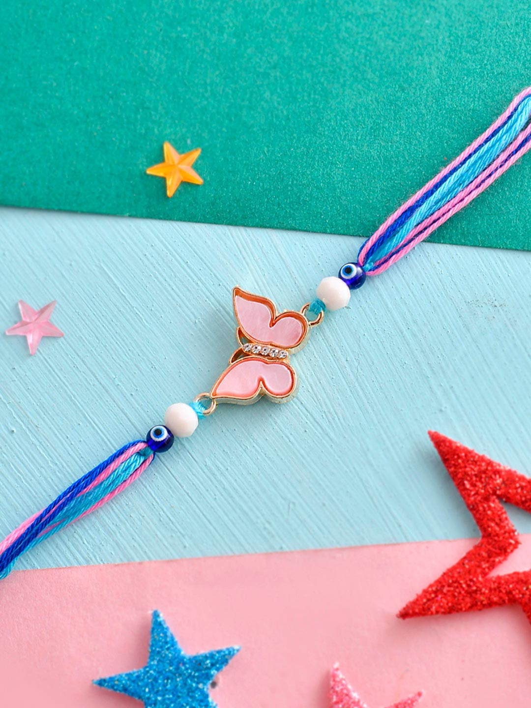 Voylla Kids Butterfly Charm Colourful Threads Rakhi