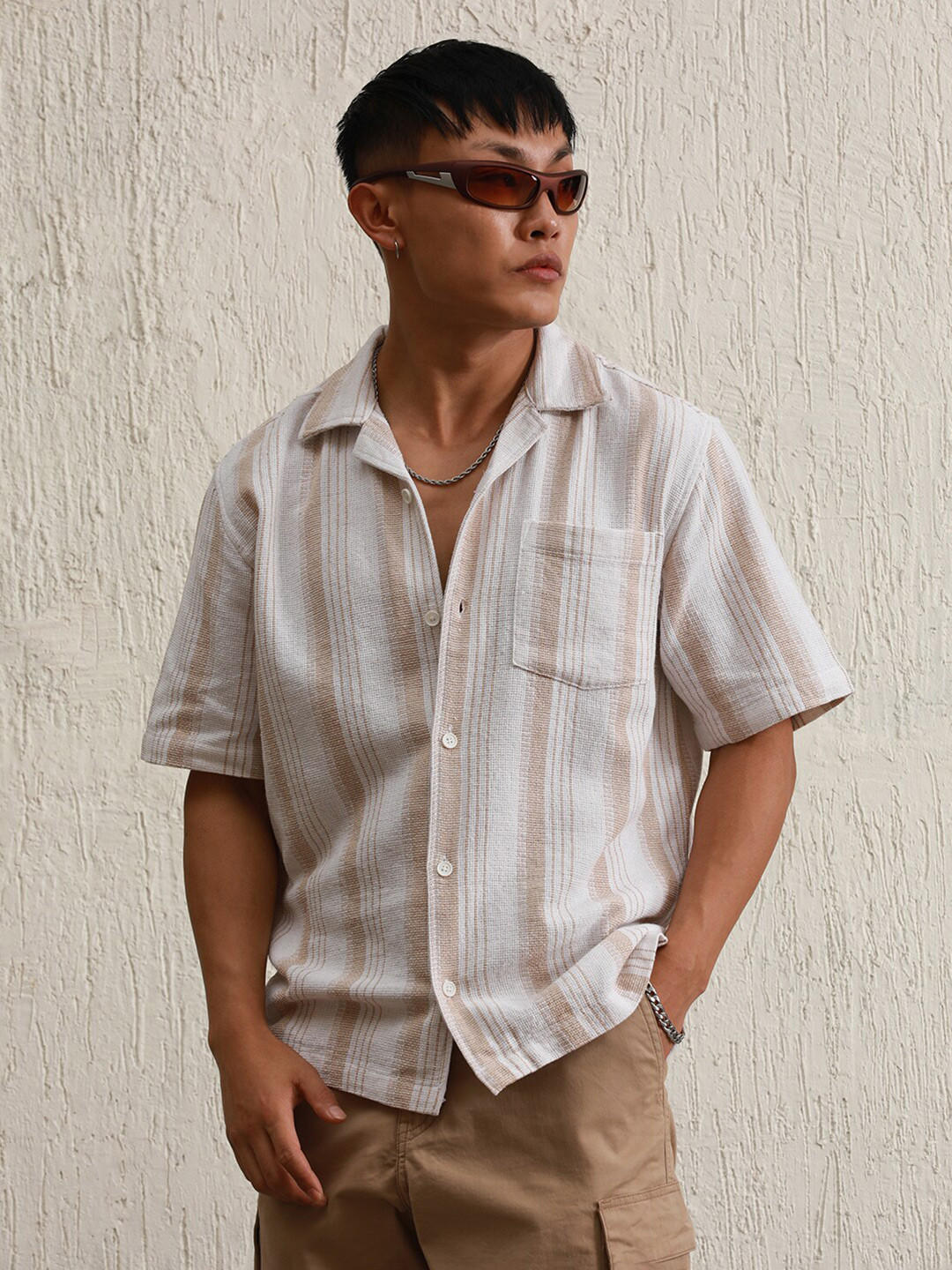 Hubberholme Vertical Striped Cotton Relaxed Fit Casual Shirt