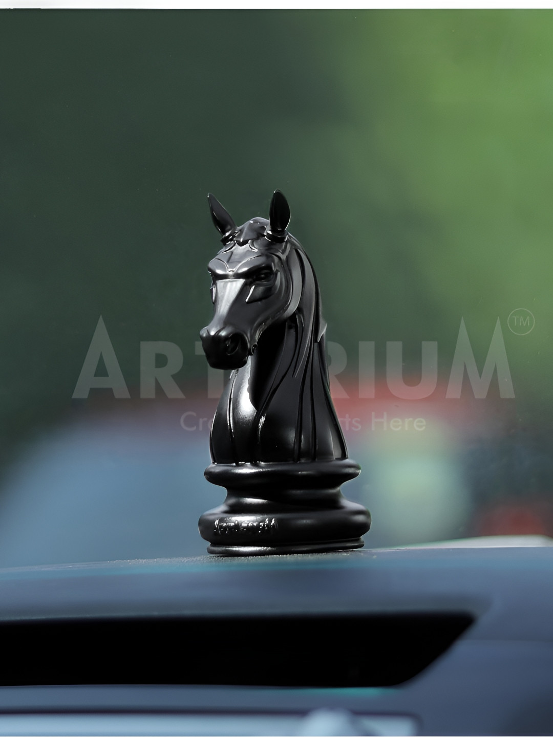Artarium LLP Night Horse Black Resin Matte Living Room Small Showpiece - 3.9 Inches