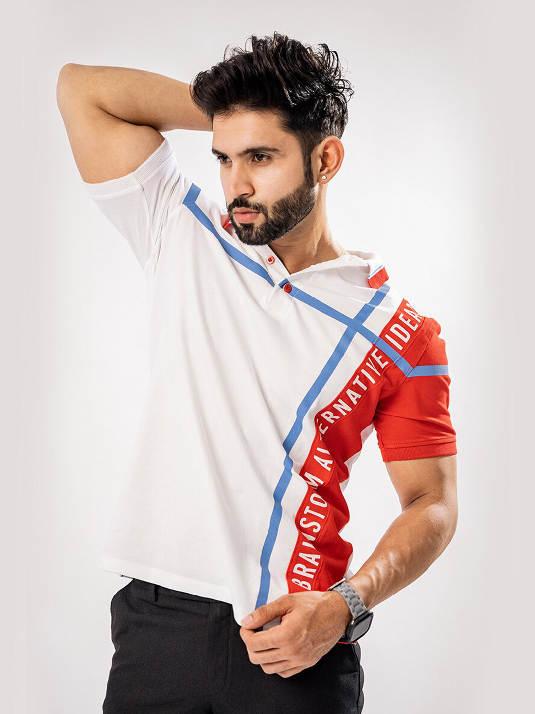 ROYALTAIL Printed Polo Collar Cotton T-shirt