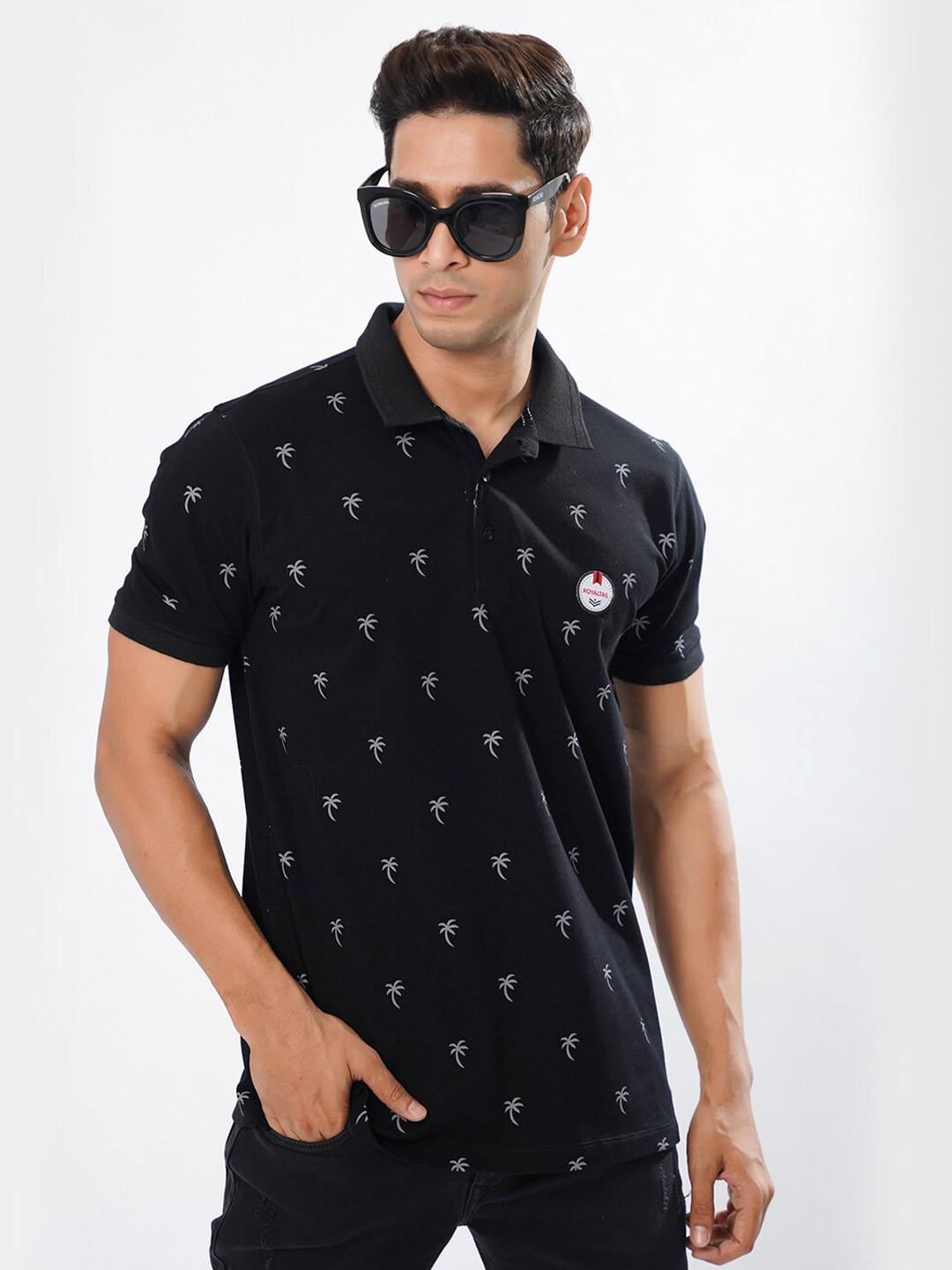 ROYALTAIL Printed Polo Collar Cotton T-shirt