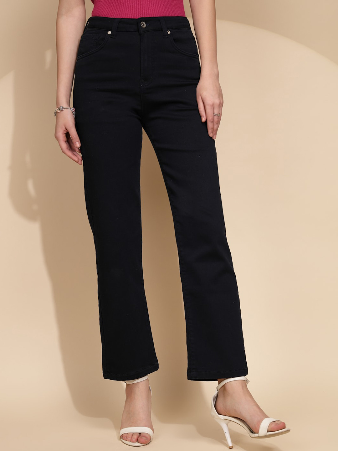 Global Republic Women Mid-Rise Stain Resistant Cotton Regular Trousers Trousers