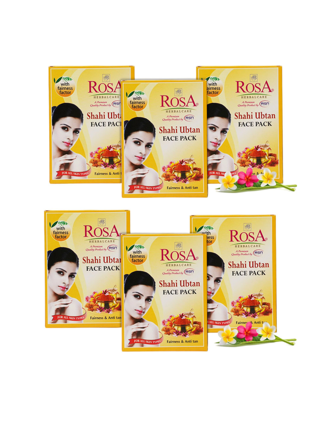 ROSA Set Of 6 Fairness & Anti-Tan Shahi Ubtan Face Pack - 25g Each