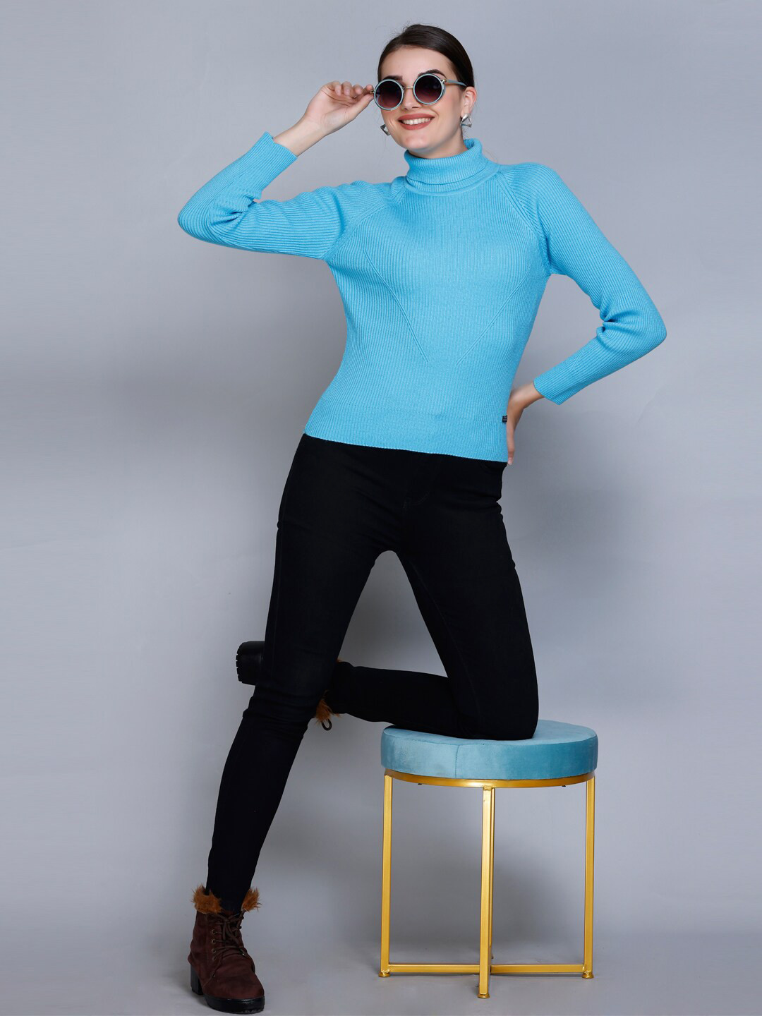 513 Turtle Neck Long Sleeve Ribbed Pullover Sweater
