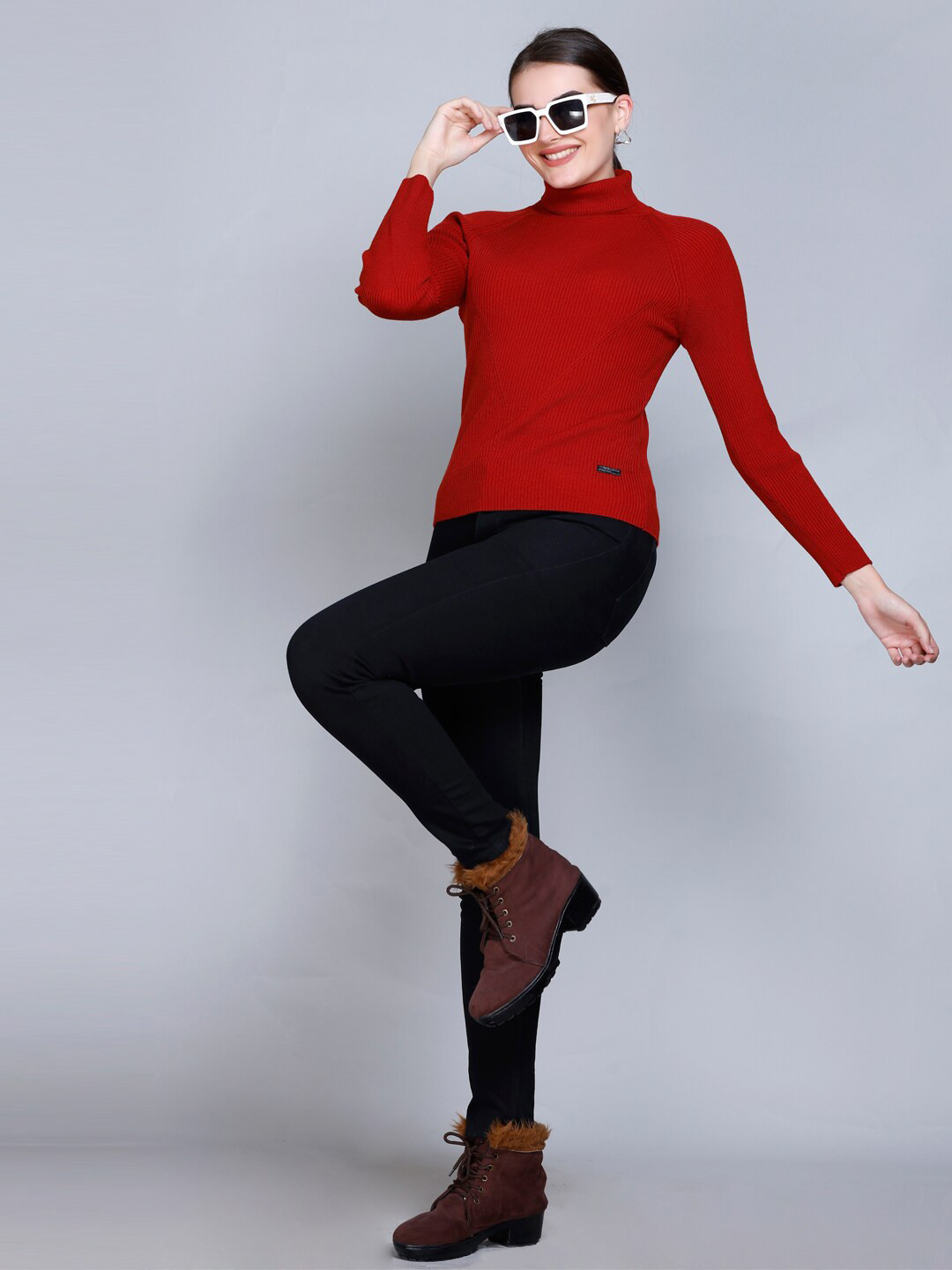 513 Turtle Neck Long Sleeves Ribbed Pullover Sweaters