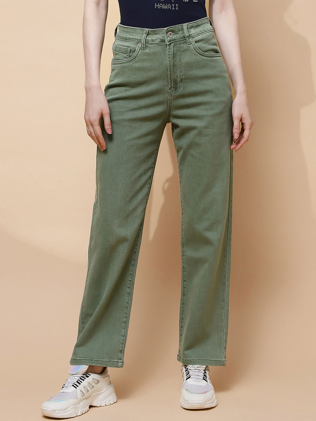Global Republic Women Straight Slim Fit Mid-Rise Coloured Shade Cotton Stretchable Jeans