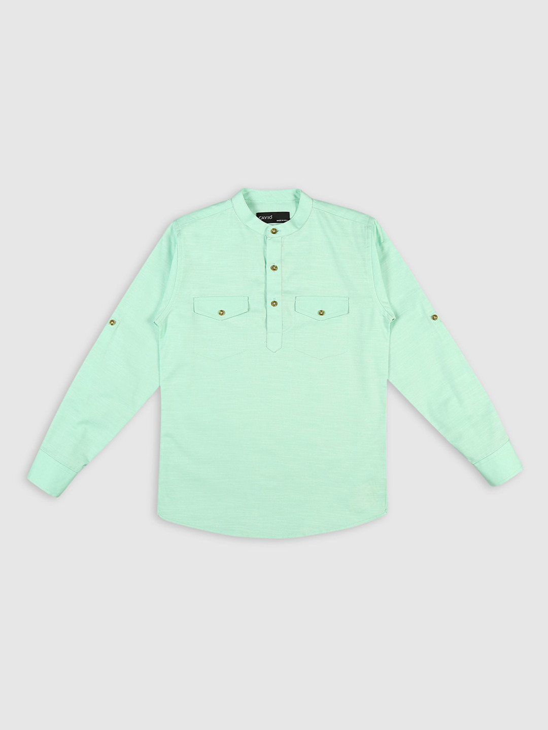 CAVIO Boys Mandarin Collar Gotta Patti Curved Pathani Short Kurta