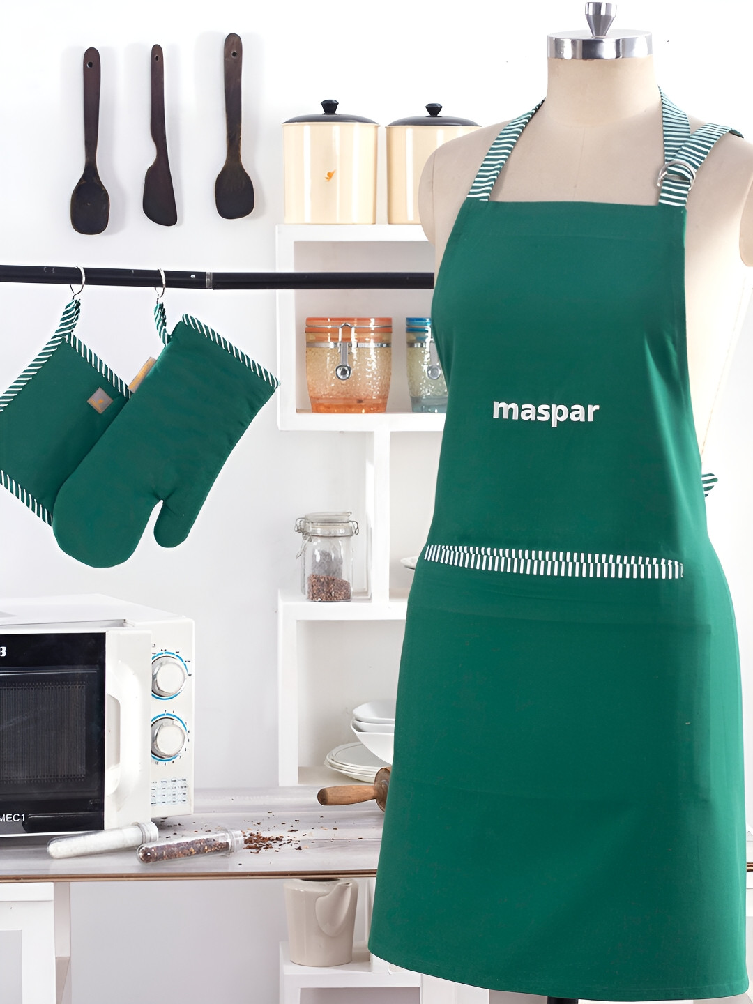 MASPAR Green Printed Cotton Aprons