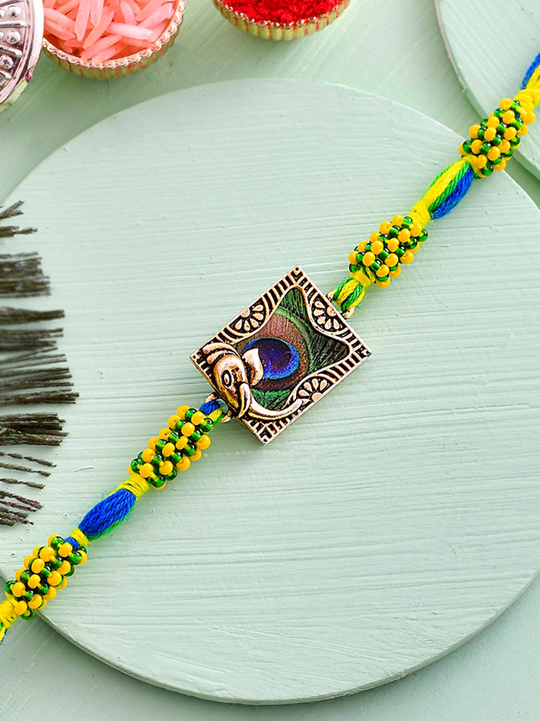 Voylla Men Peacock Feather Thread Rakhi
