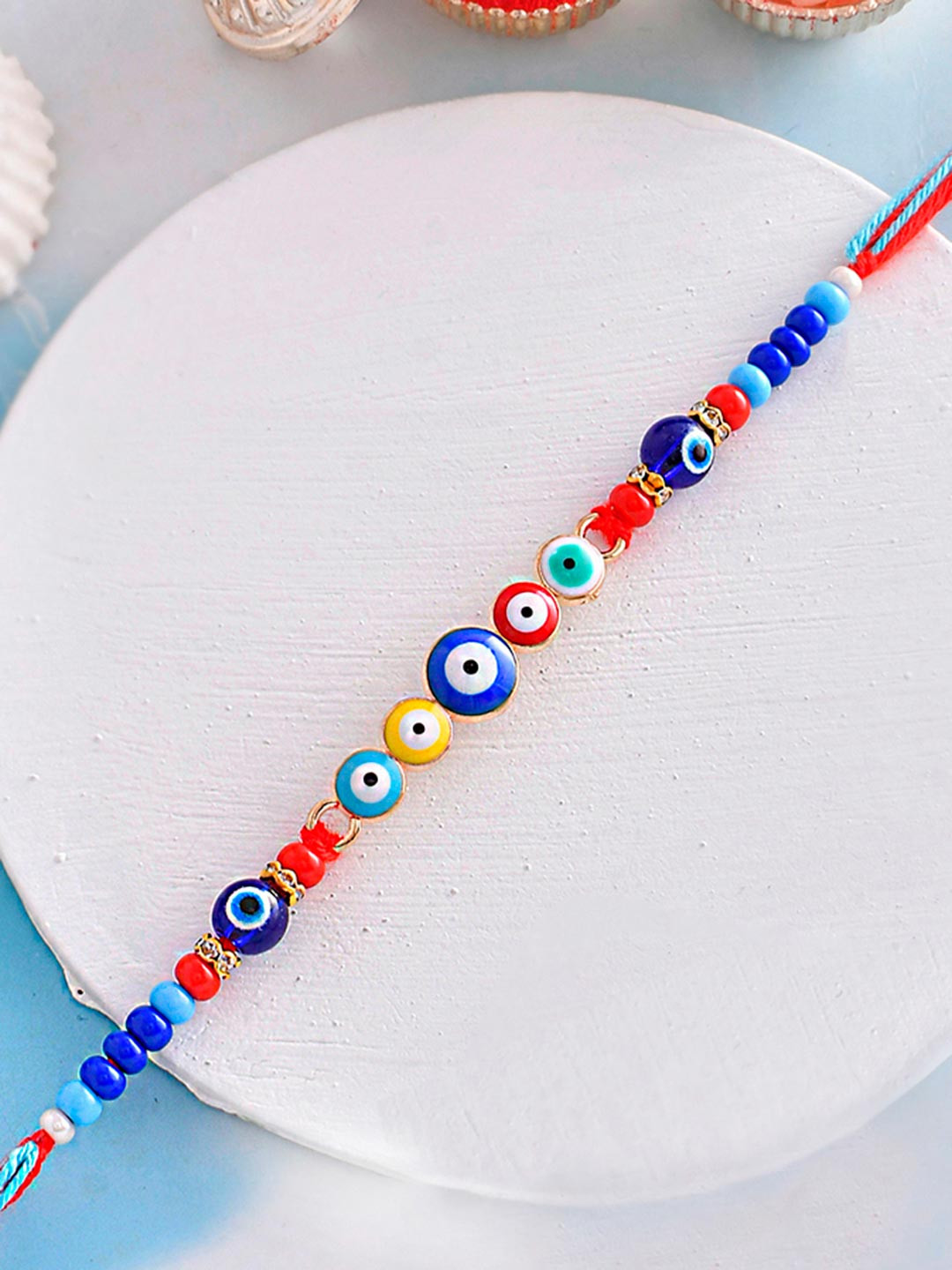 Voylla Men Colourful Evil Eye Charms Thread Rakhi