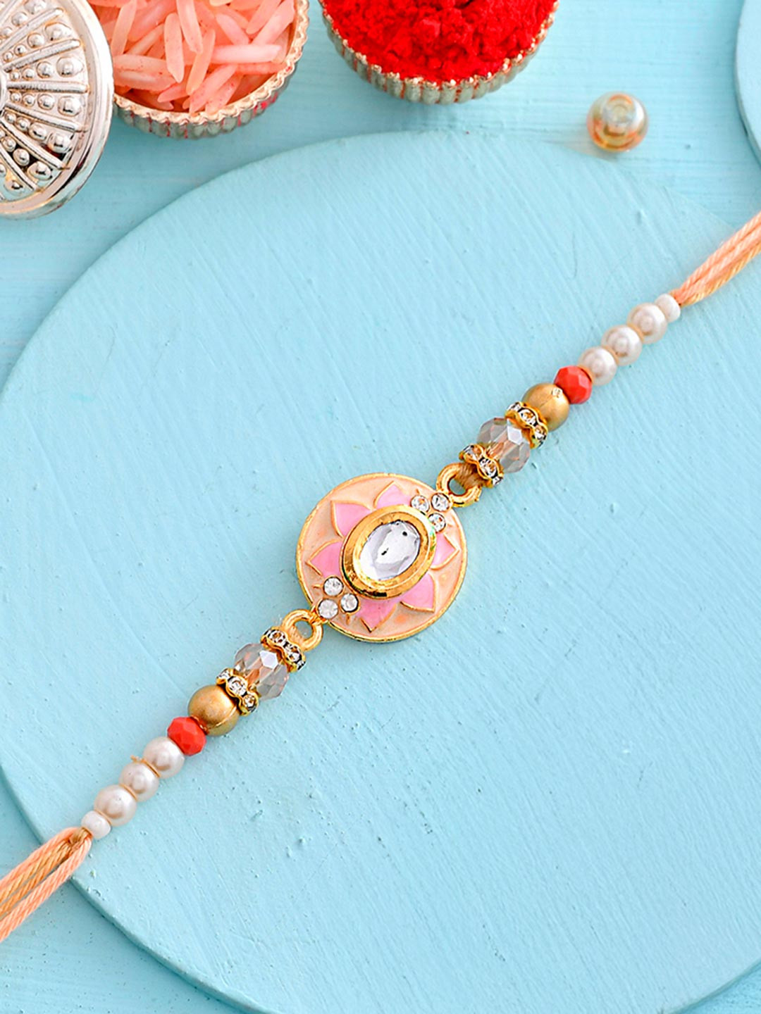 Men's Bejewelled Thread Rakhi For Brother