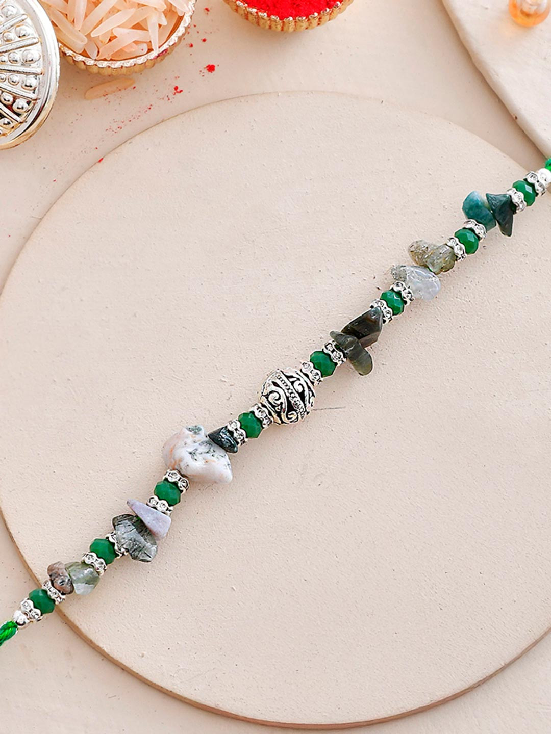 Voylla Green Beads Bohemian Motif Brother Thread Rakhi