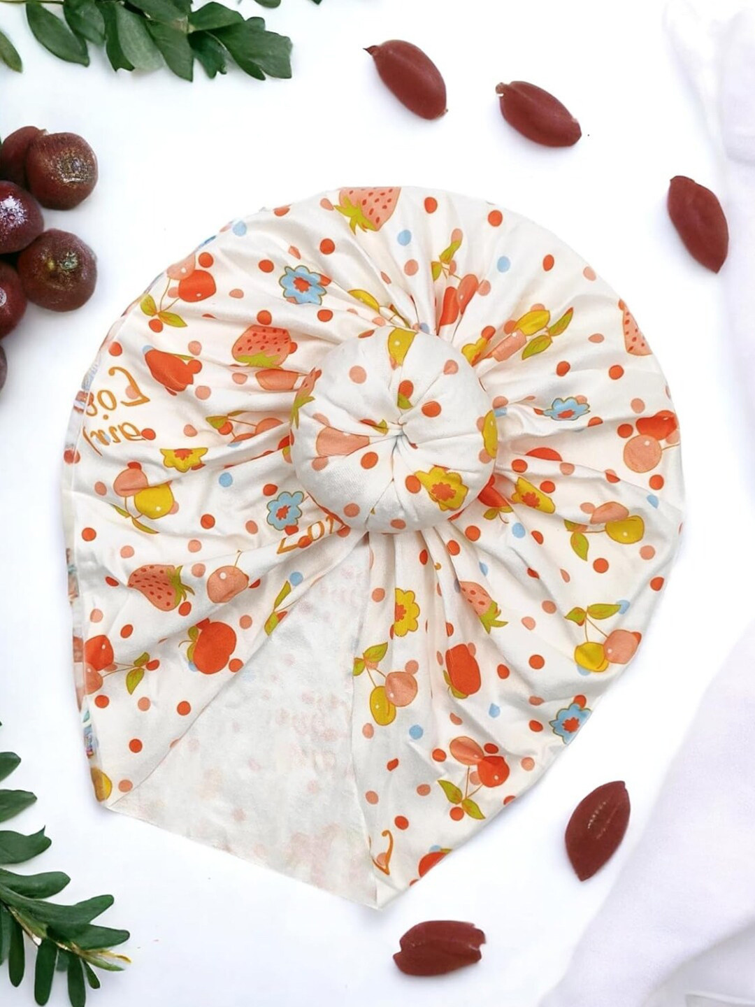 ANNA CREATIONS Infant Girls Printed Turban Beanie Cap