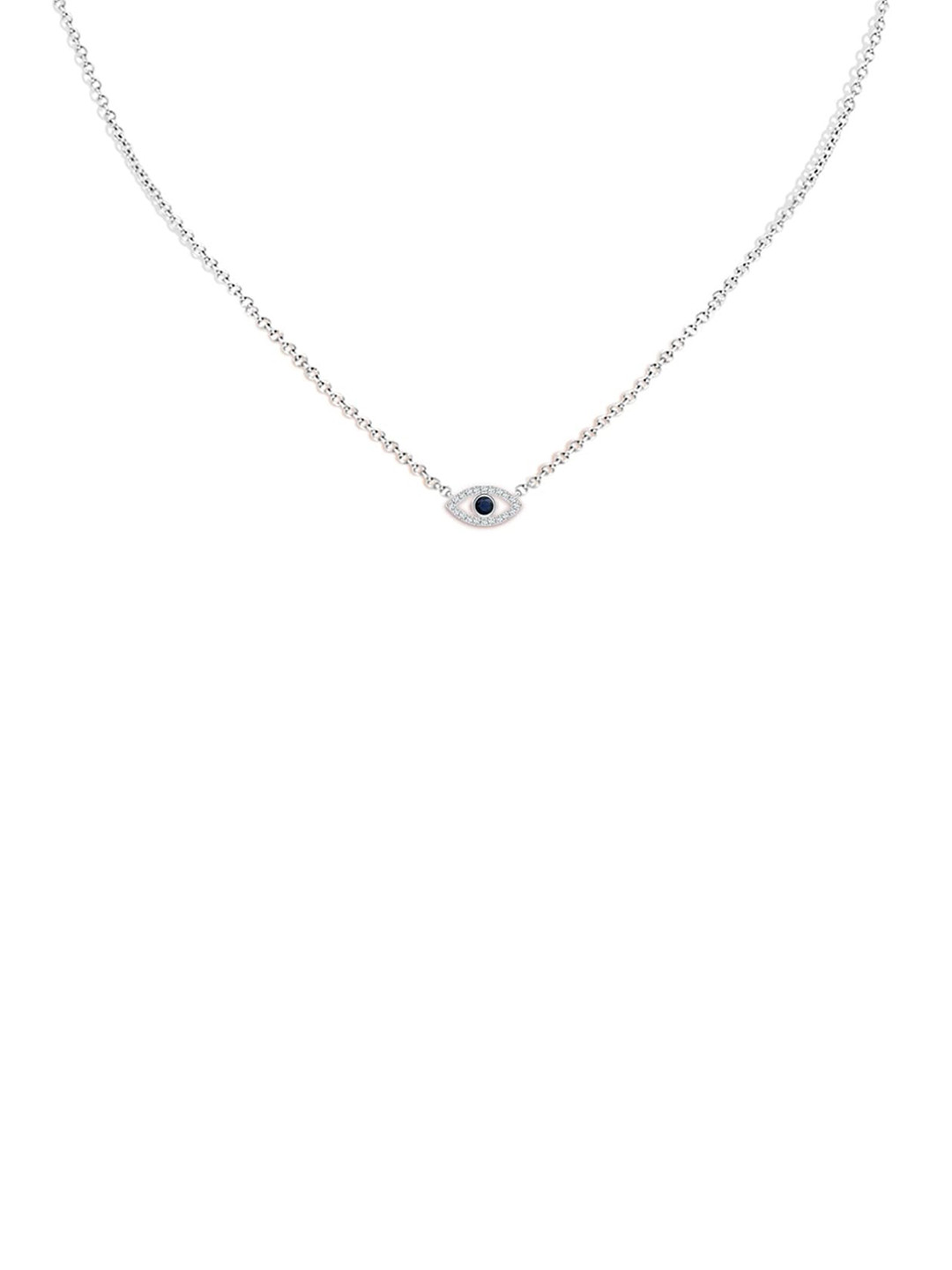 Angara 14KT White Gold Blue Sapphire Evil Eye Pendant Necklace with Diamond Accents