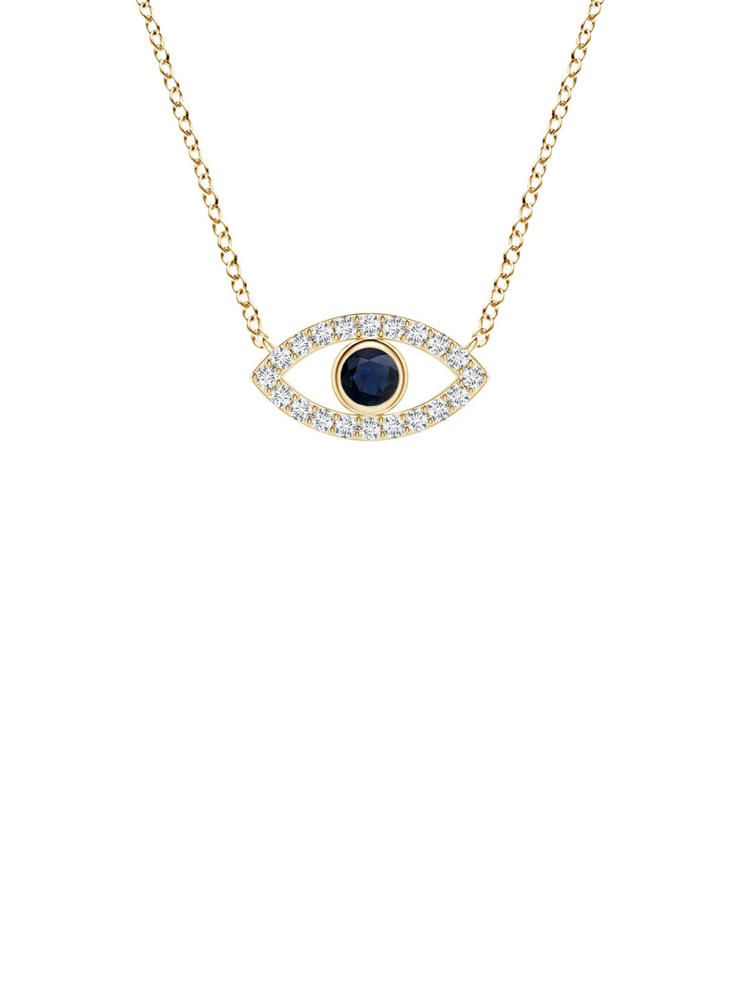 Angara 14KT Yellow Gold Blue Sapphire Evil Eye Pendant Necklace with Diamond Accents