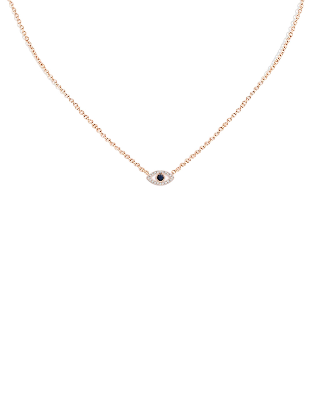 Angara 14KT Rose Gold Blue Sapphire Evil Eye Pendant Necklace with Diamond Accents
