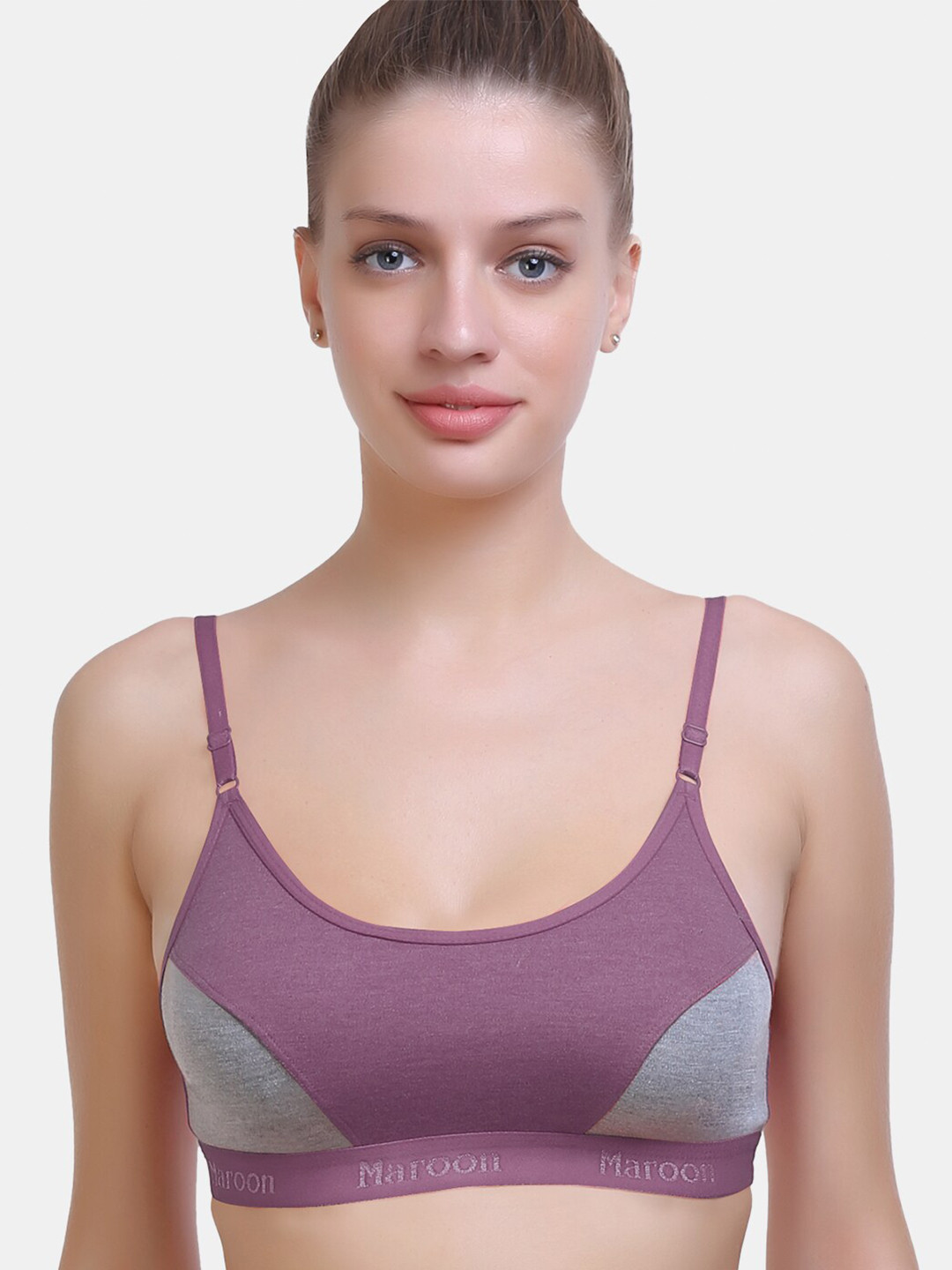 MAROON Medium Coverage Non Padded Workout Bra With All Day Comfort