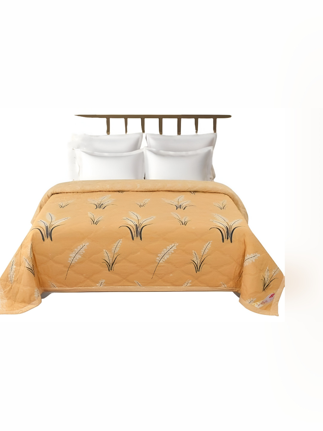 Signature Yellow & Grey 2 Pc Floral Microfiber AC Room 350 GSM Single Bed Comforter