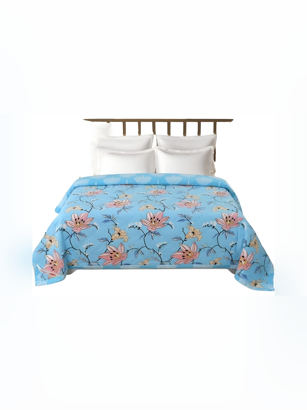 Signature Blue & Peach-Coloured 2 Pieces AC Room 350 GSM Single Bed Comforter