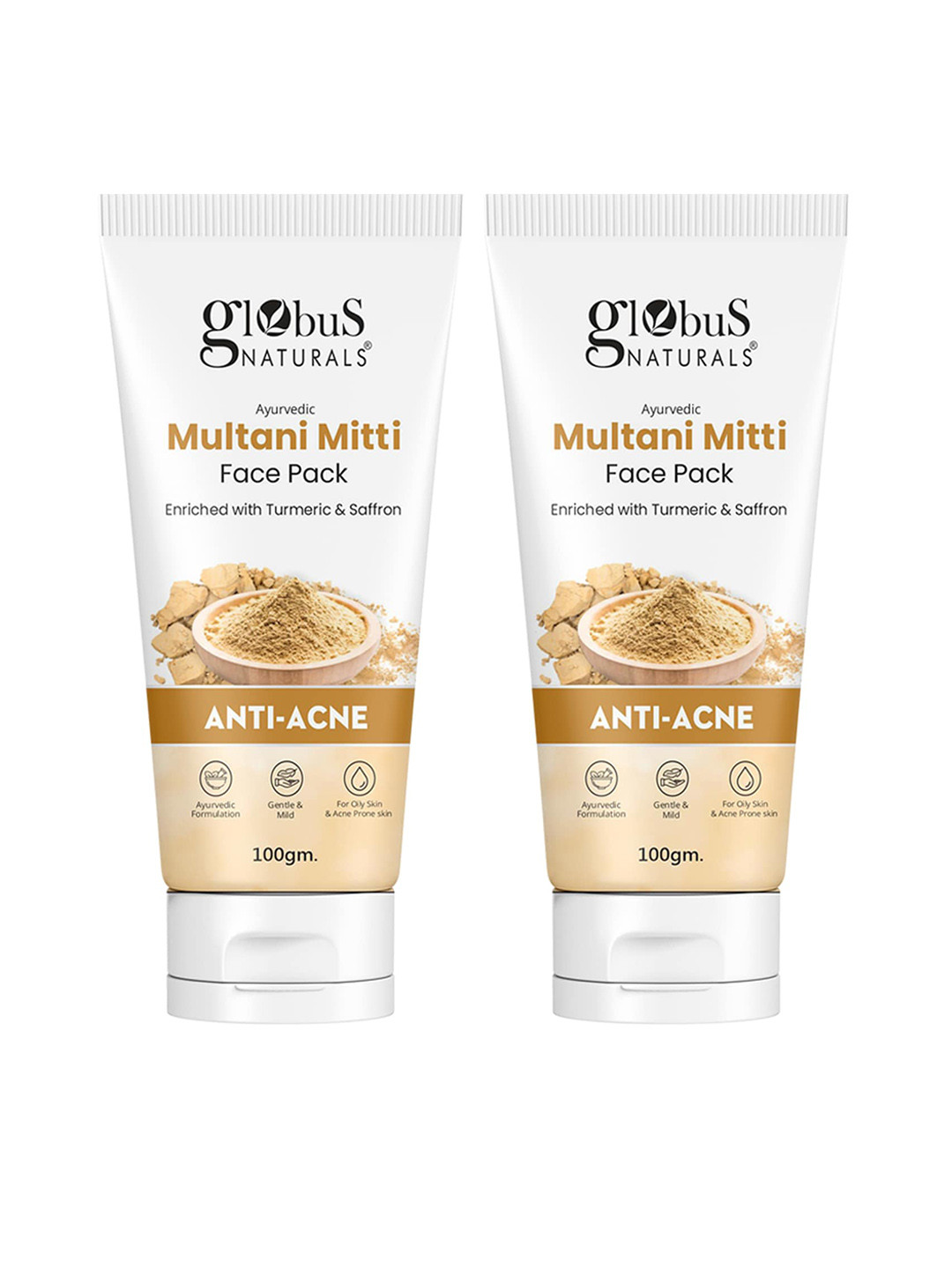 Globus naturals Set Of 2 Anti Acne Multani Mitti Face Pack - 100g Each