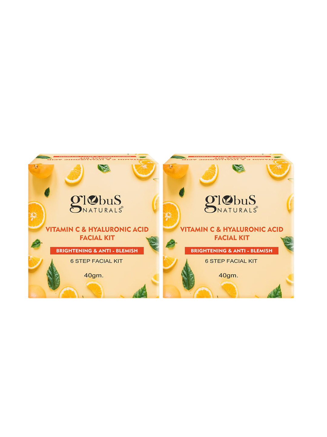 Globus naturals Set Of 2 Vitamin C & Hyaluronic Acid Facial Kit To Boosts Glow - 40g Each