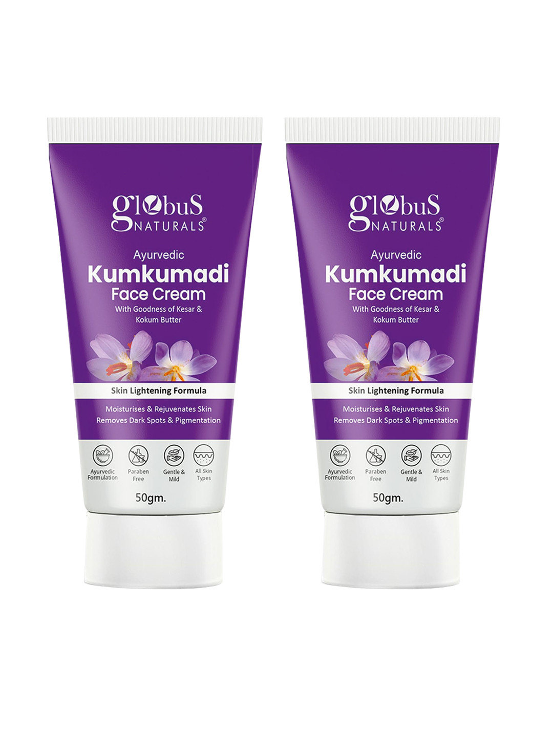 Globus naturals Set of 2 Ayurvedic Kumkumadi Face Cream with Kesar & Kokum - 50 g each
