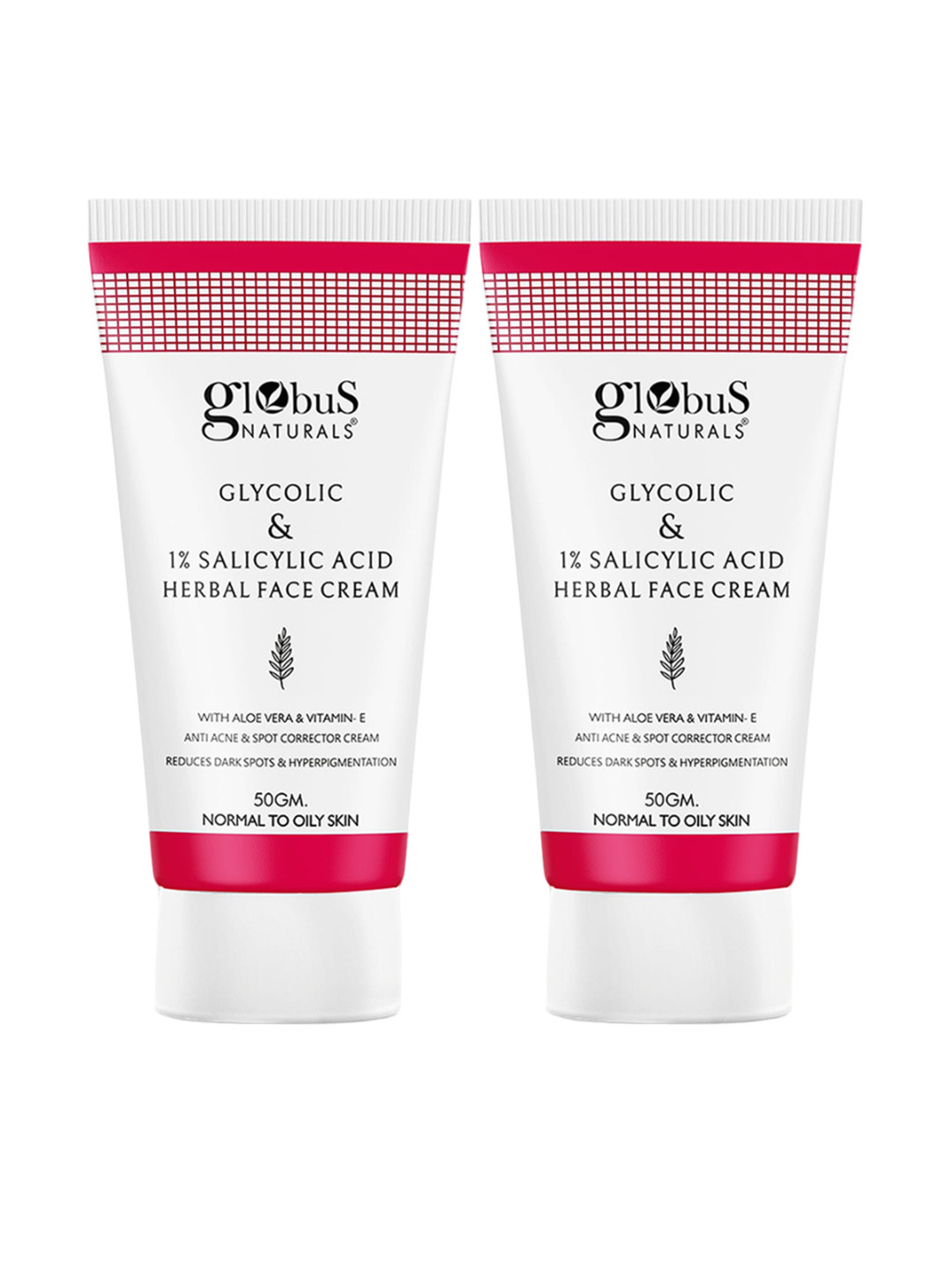 Globus naturals Set Of 2 Glycolic & 1% Salicylic Acid Herbal Face Cream - 50gm each