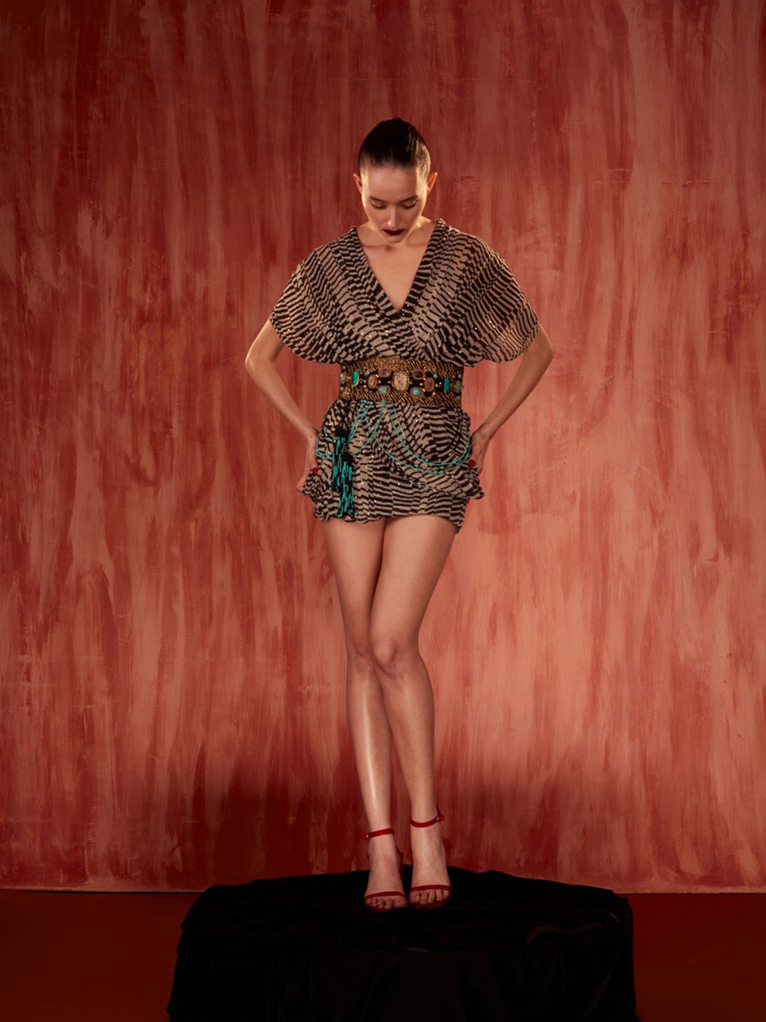 Nikita Mhaisalkar Self Design Georgette A-Line Mini Dress