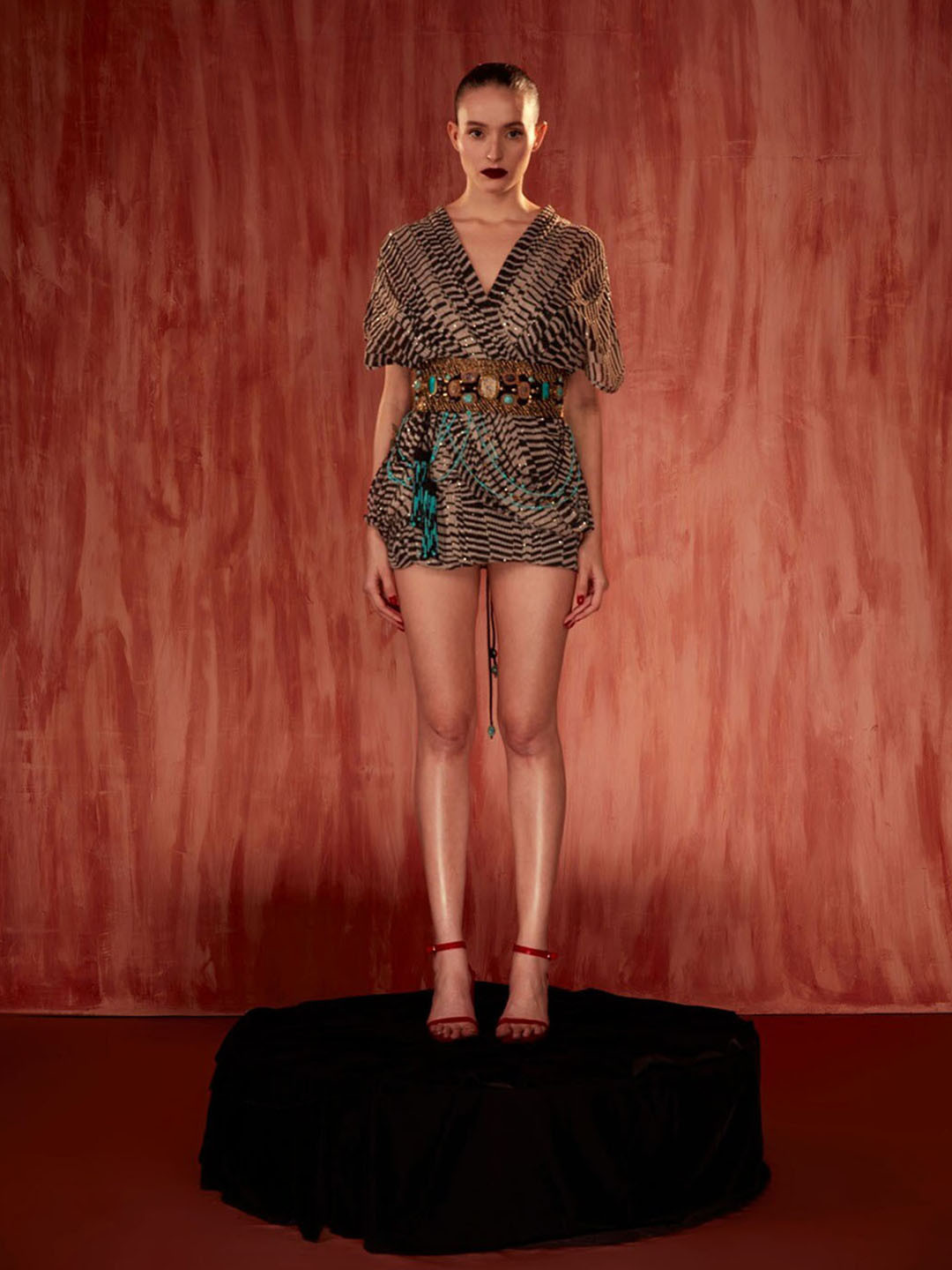 Nikita Mhaisalkar Self Design Georgette A-Line Mini Dress