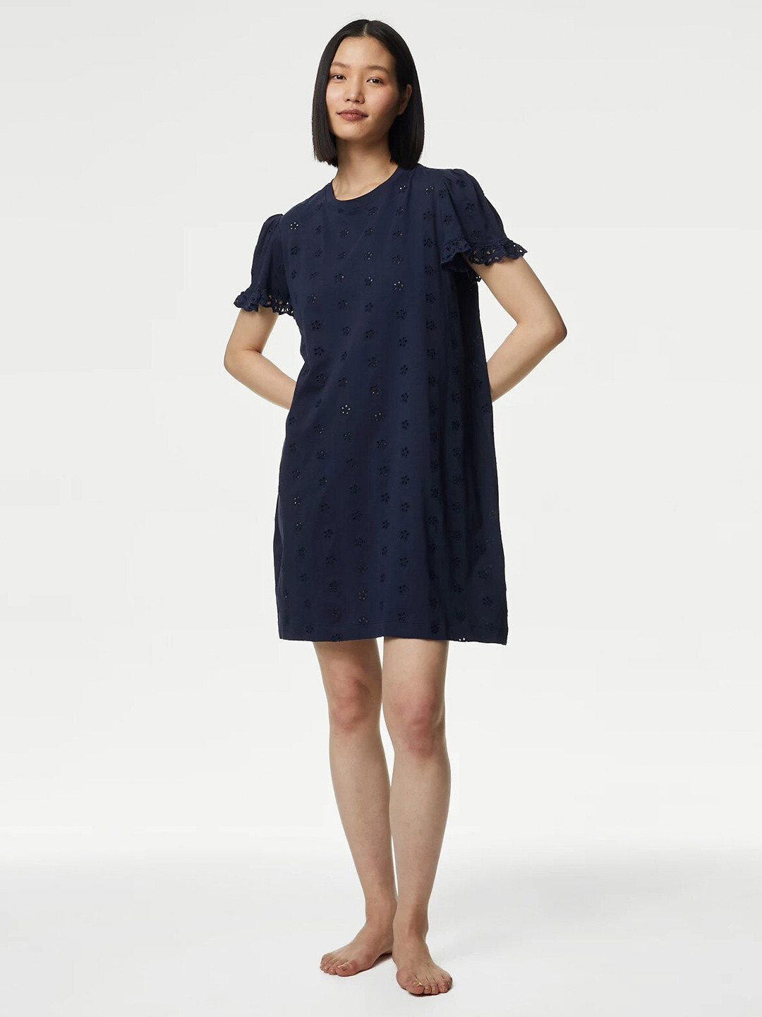 Marks & Spencer Embroidered Broderie Pure Cotton Nightdress