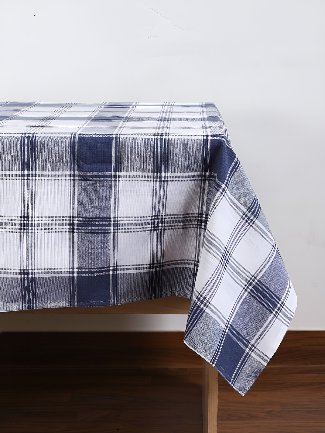 Jamio Firati Blue Cotton 4-Seater Table Cover with Textured details