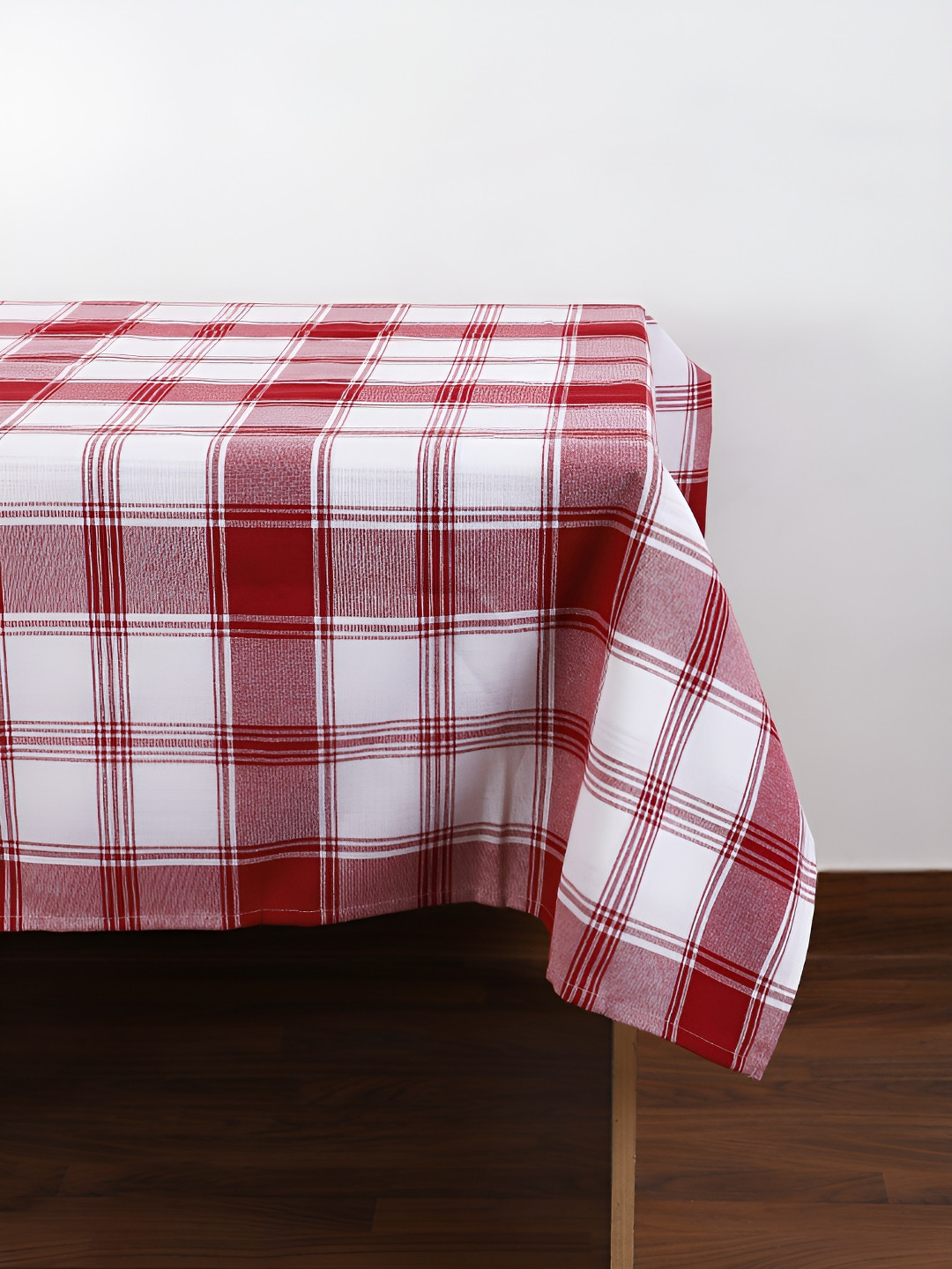 Jamio Firati Red Geometric Printed Cotton 4-Seater Table Cover with Textured details
