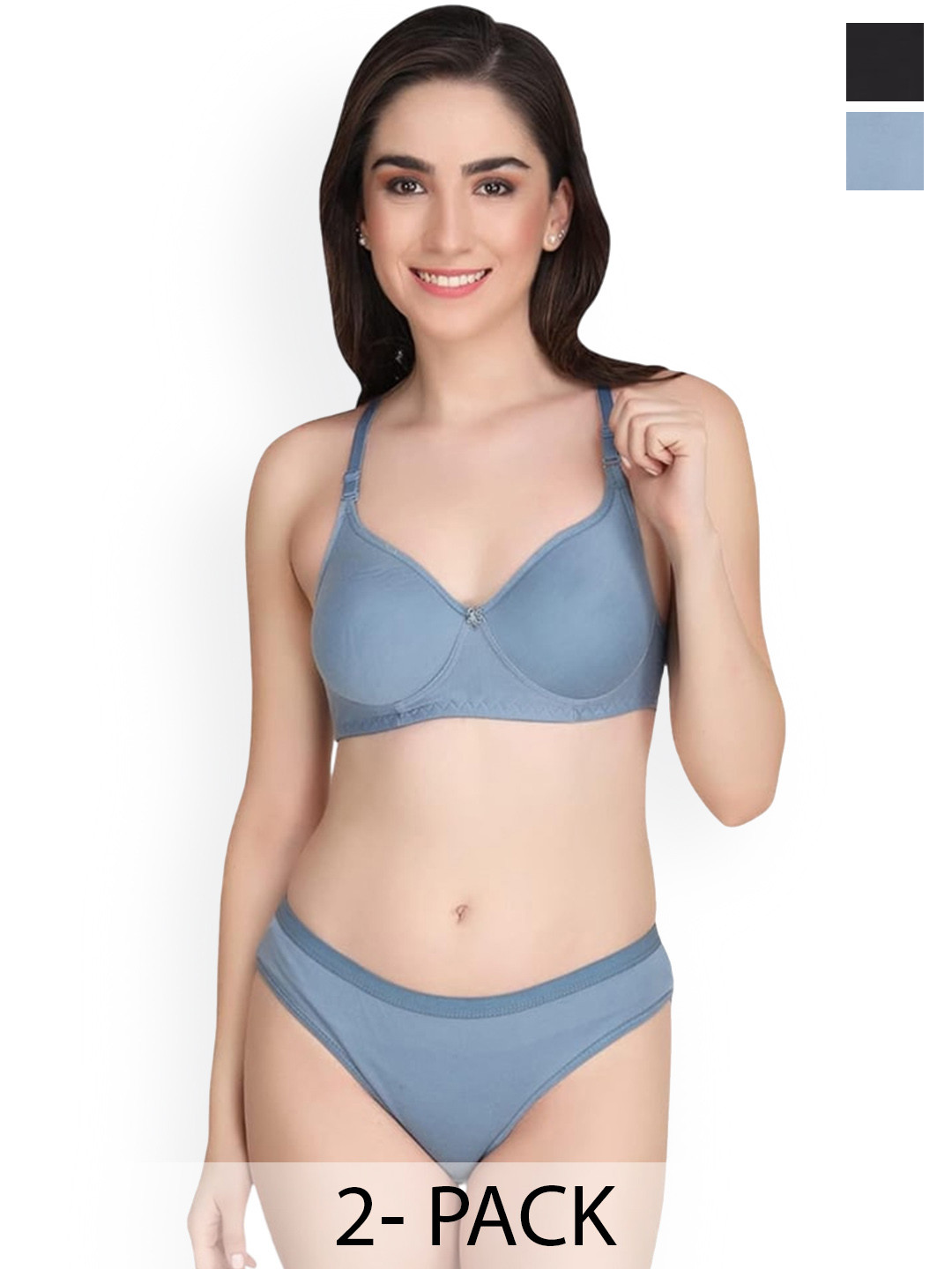 Designer Bugs Pack Of 2 Lightly Padded Cotton Lingerie Set